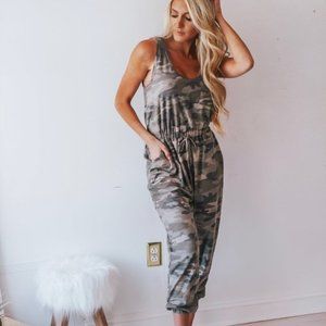 Women's Camouflage Green Overall Soft Jumpsuit SMALL THROUGH XXL